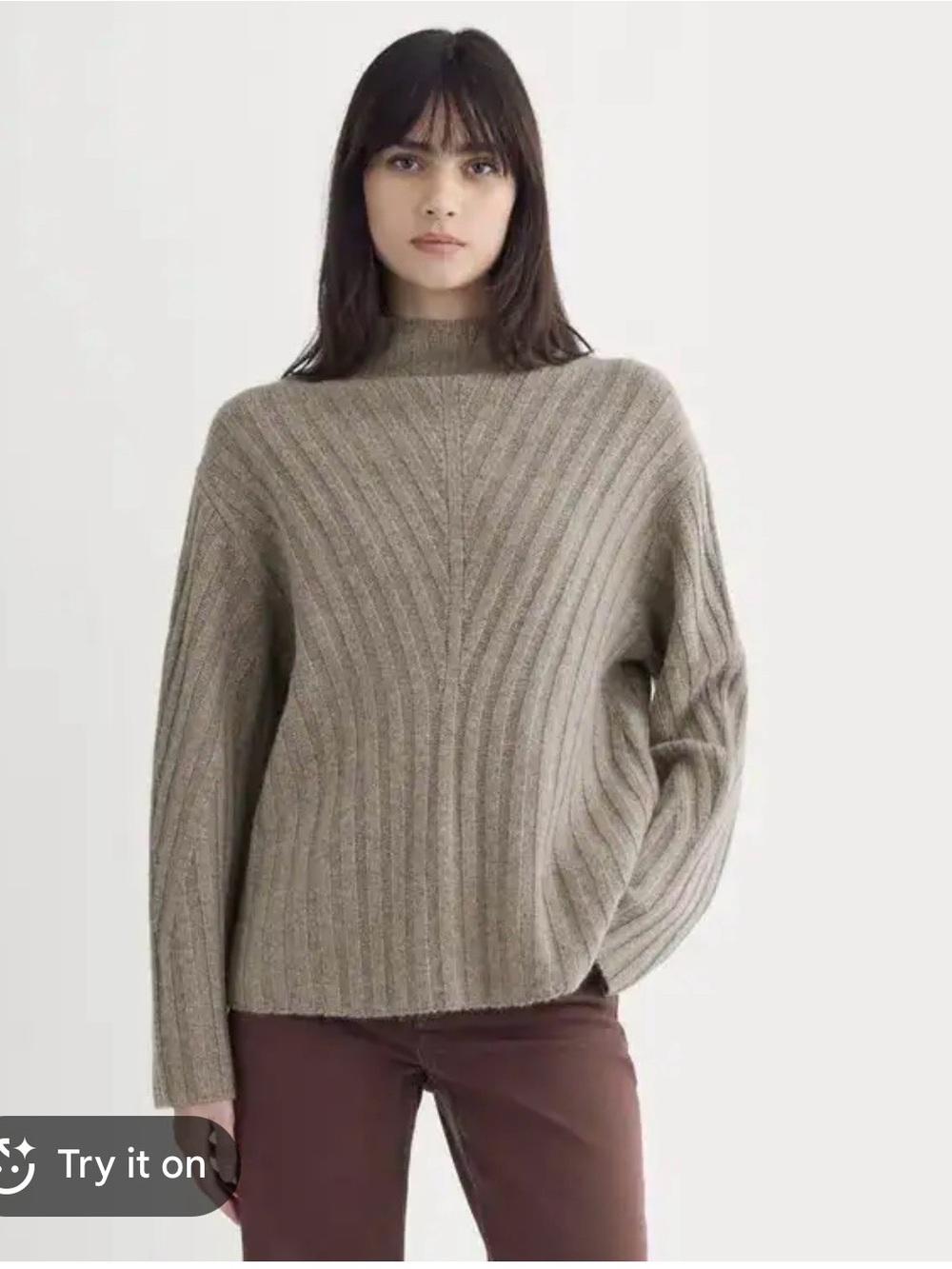 Everlane Ribbed Mock Neck Sweater - Taupe